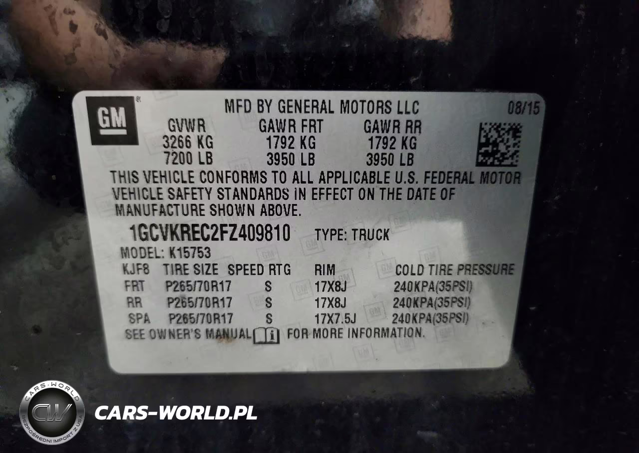 2015 Chevrolet Silv1500 4Wd VIN:1GCVKREC2FZ409810 - 12