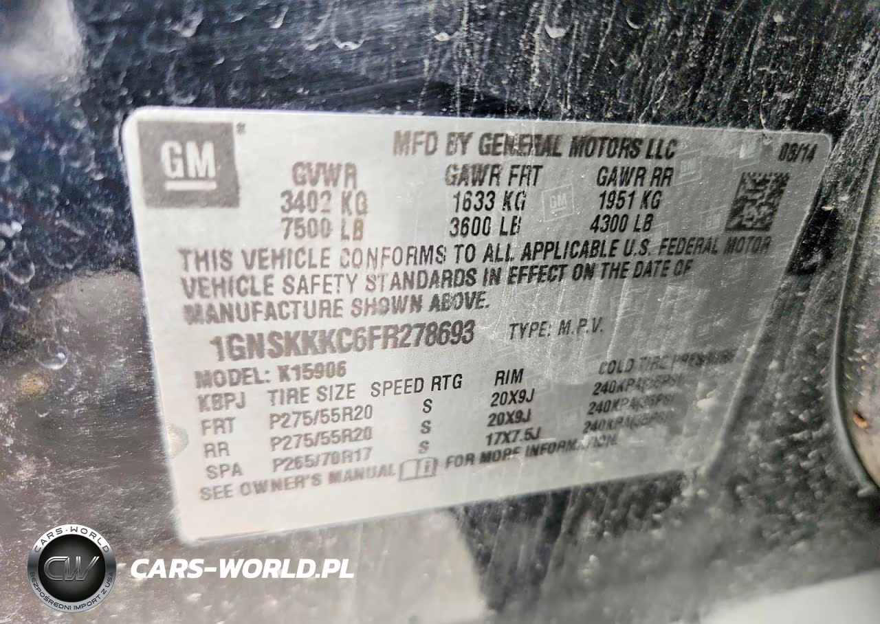 2015 Chevrolet Suburban K1500 Ltz VIN:1GNSKKKC6FR278693 - 13