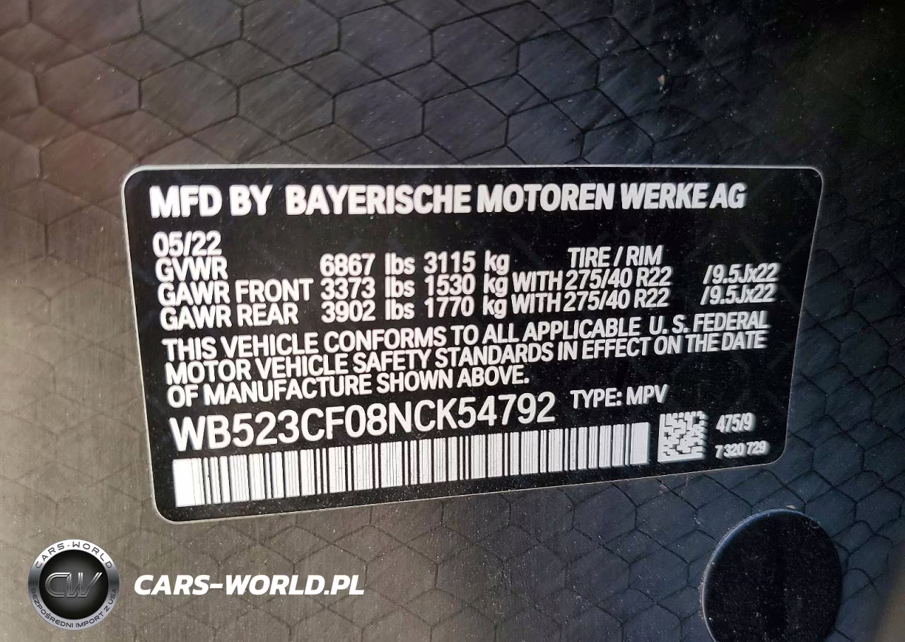 2022 BMW Ix xDrive50 VIN:WB523CF08NCK54792 - 13