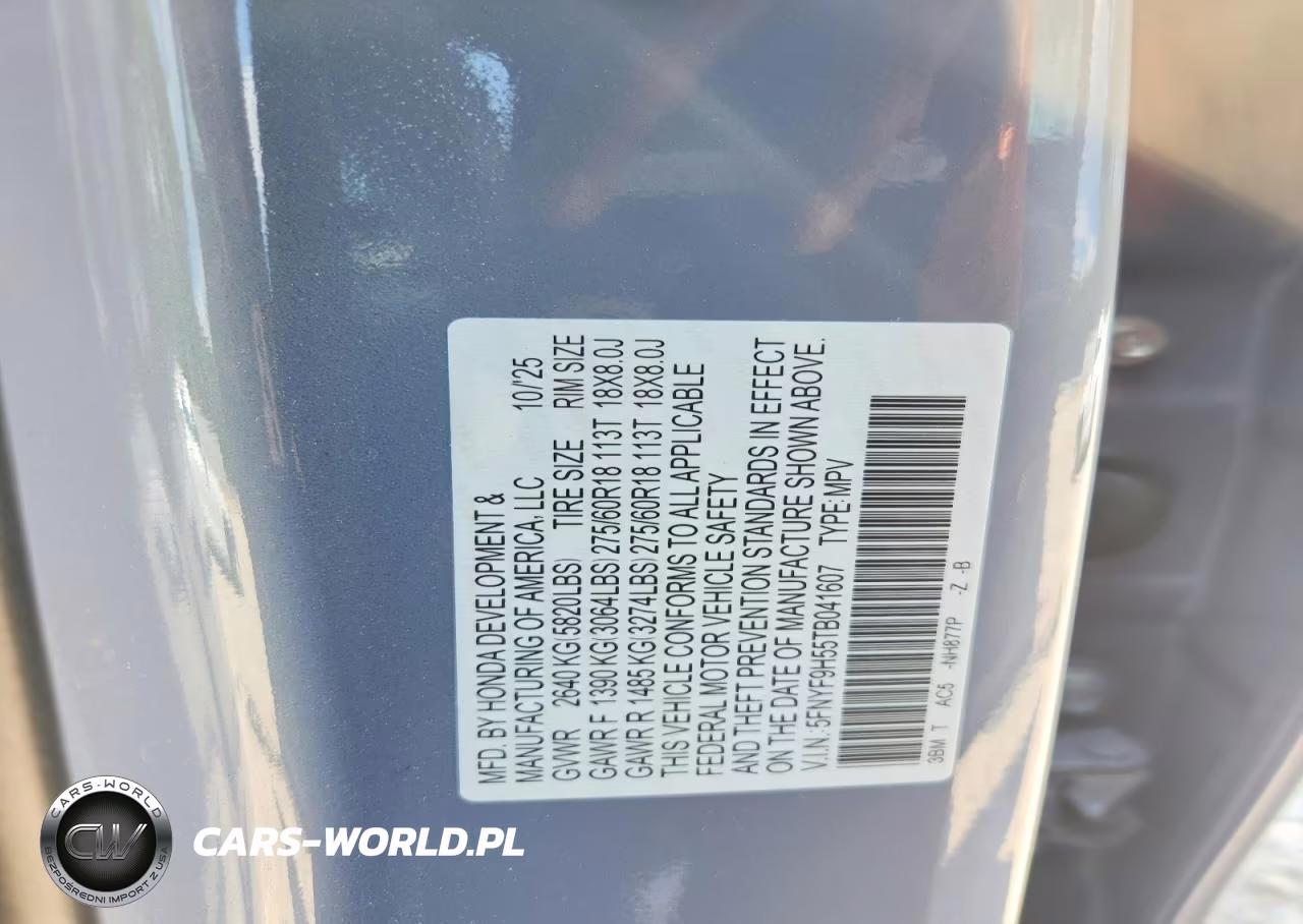 2026 Honda Passport Trail Sport VIN:5FNYF9H55TB041607 - 12