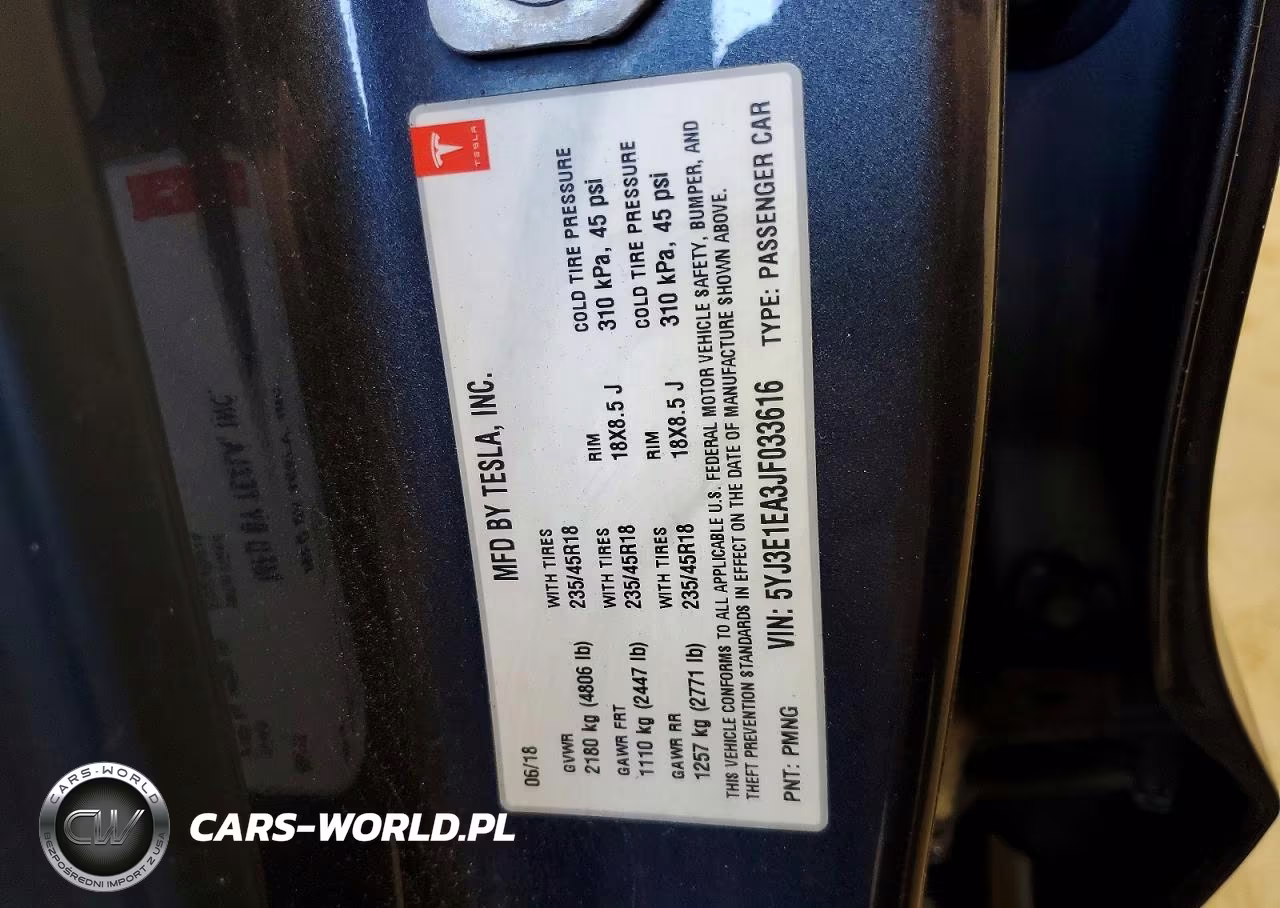 2018 Tesla Model 3 VIN:5YJ3E1EA3JF033616 - 12