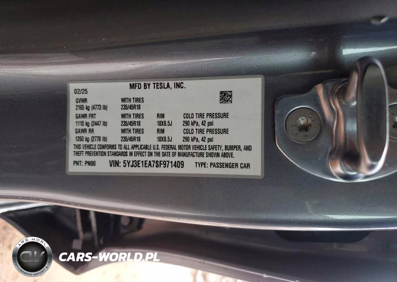 2025 Tesla Model 3 VIN:5YJ3E1EA7SF971409 - 12