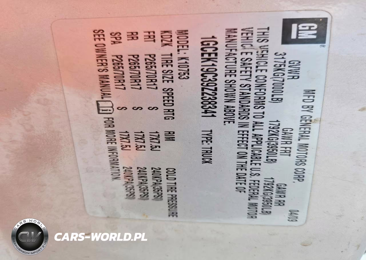 2009 Chevrolet Silverado K1500 VIN:1GCEK19C39Z238341 - 13