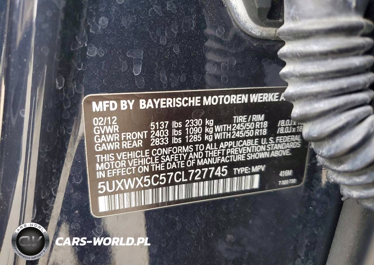 2012 BMW X3 xDrive28I VIN:5UXWX5C57CL727745 - 13