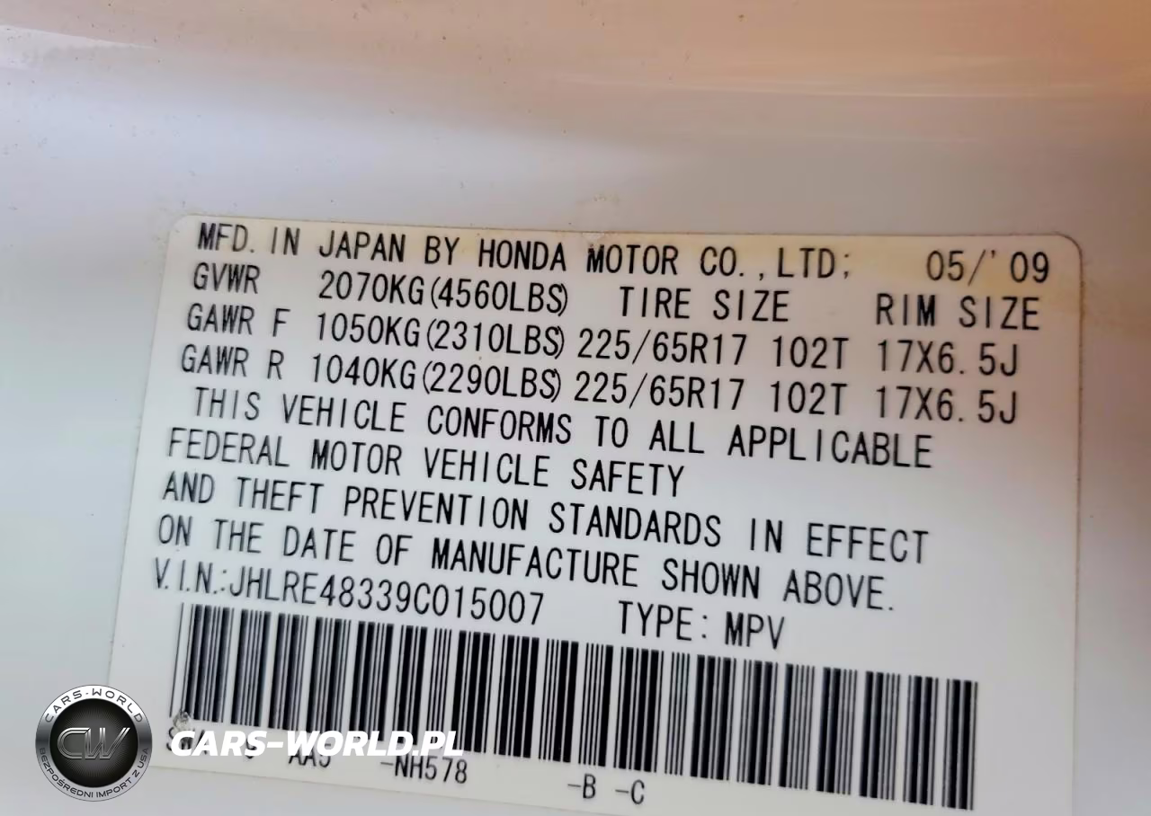 2009 Honda Cr-V Lx VIN:JHLRE48339C015007 - 14
