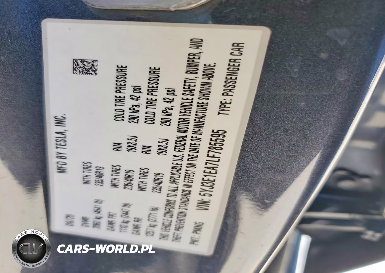 2020 Tesla Model 3 VIN:5YJ3E1EA7LF785595 - 12