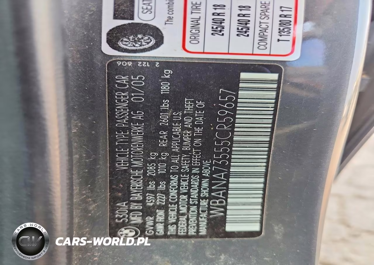 2005 BMW 530 I VIN:WBANA73555CR59657 - 12