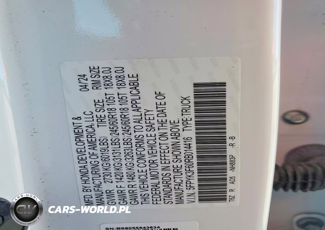 2024 Honda Ridgeline Trail Sport VIN:5FPYK3F60RB014416 - 12