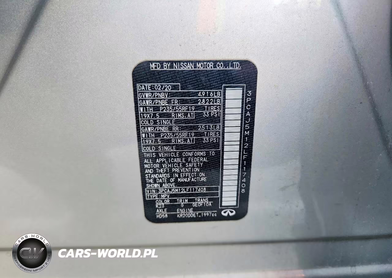 2020 Infiniti Qx50 Luxe VIN:3PCAJ5M12LF117408 - 12