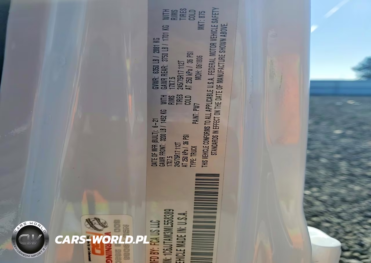 2021 Jeep Gladiator Sport VIN:1C6JJTAM3ML558389 - 12