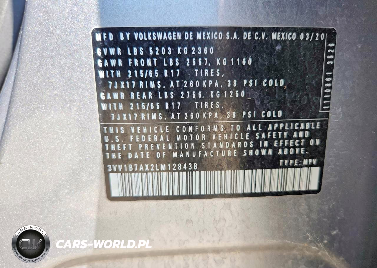 2020 Volkswagen Tiguan S VIN:3VV1B7AX2LM128438 - 13