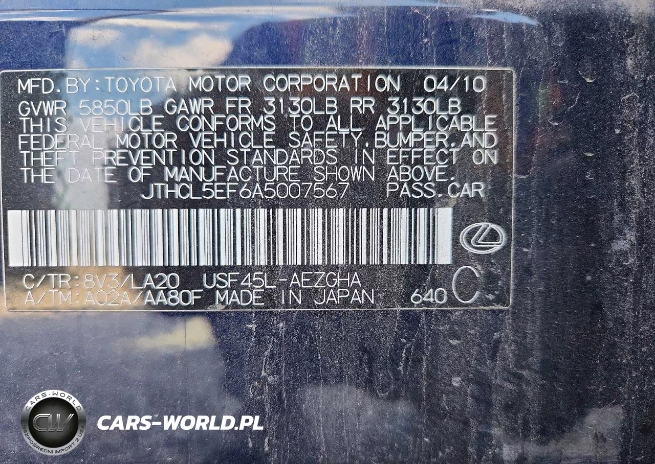 2010 Lexus Ls 460 VIN:JTHCL5EF6A5007567 - 12