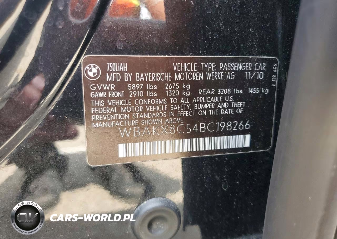 2011 BMW 750 Li VIN:WBAKX8C54BC198266 - 12