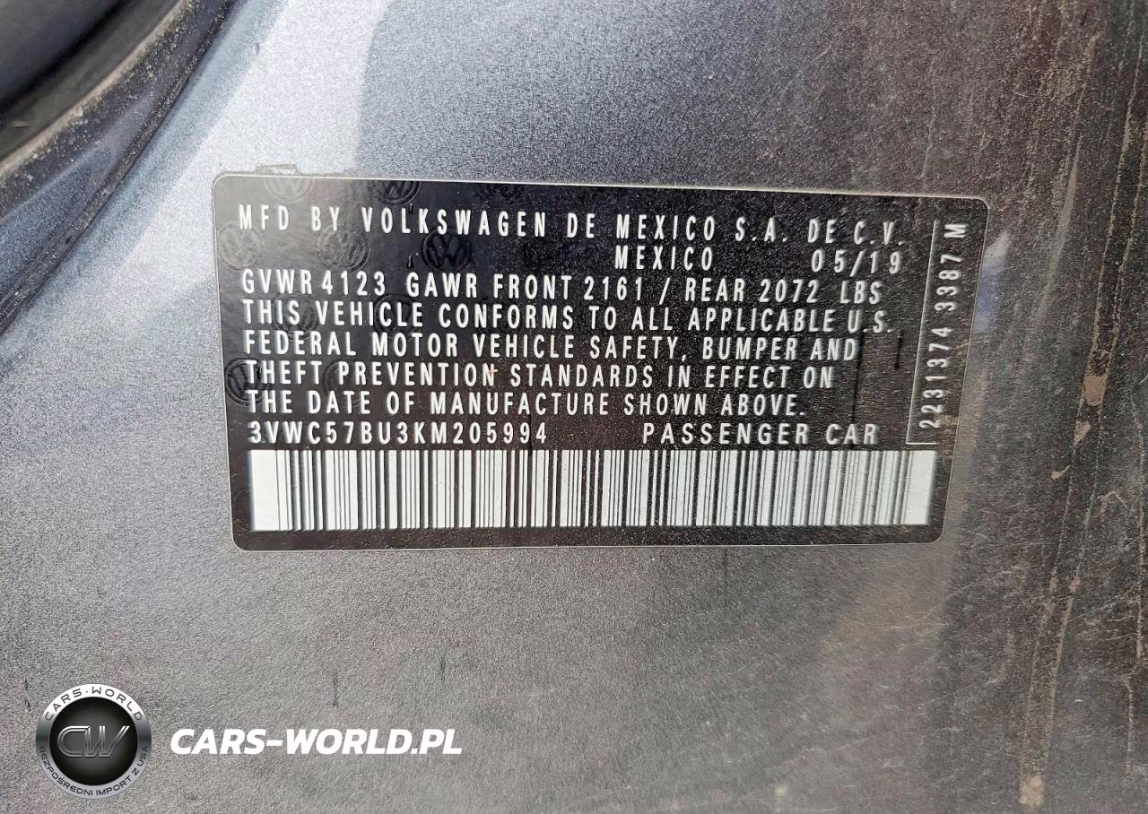 2019 Volkswagen Jetta S VIN:3VWC57BU3KM205994 - 12