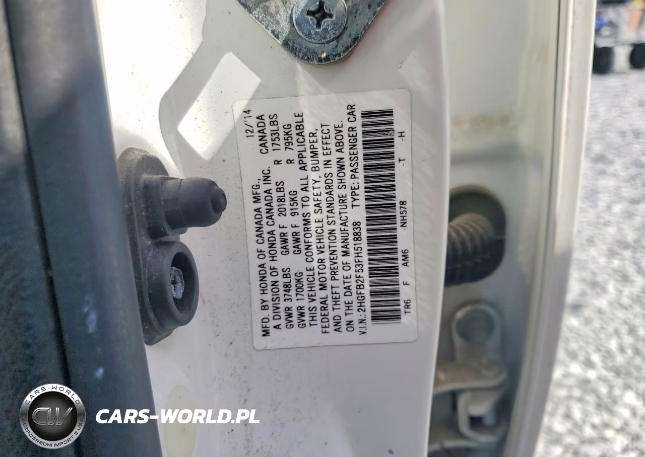 HONDA CIVIC LX VIN:2HGFB2F53FH518838 - 13