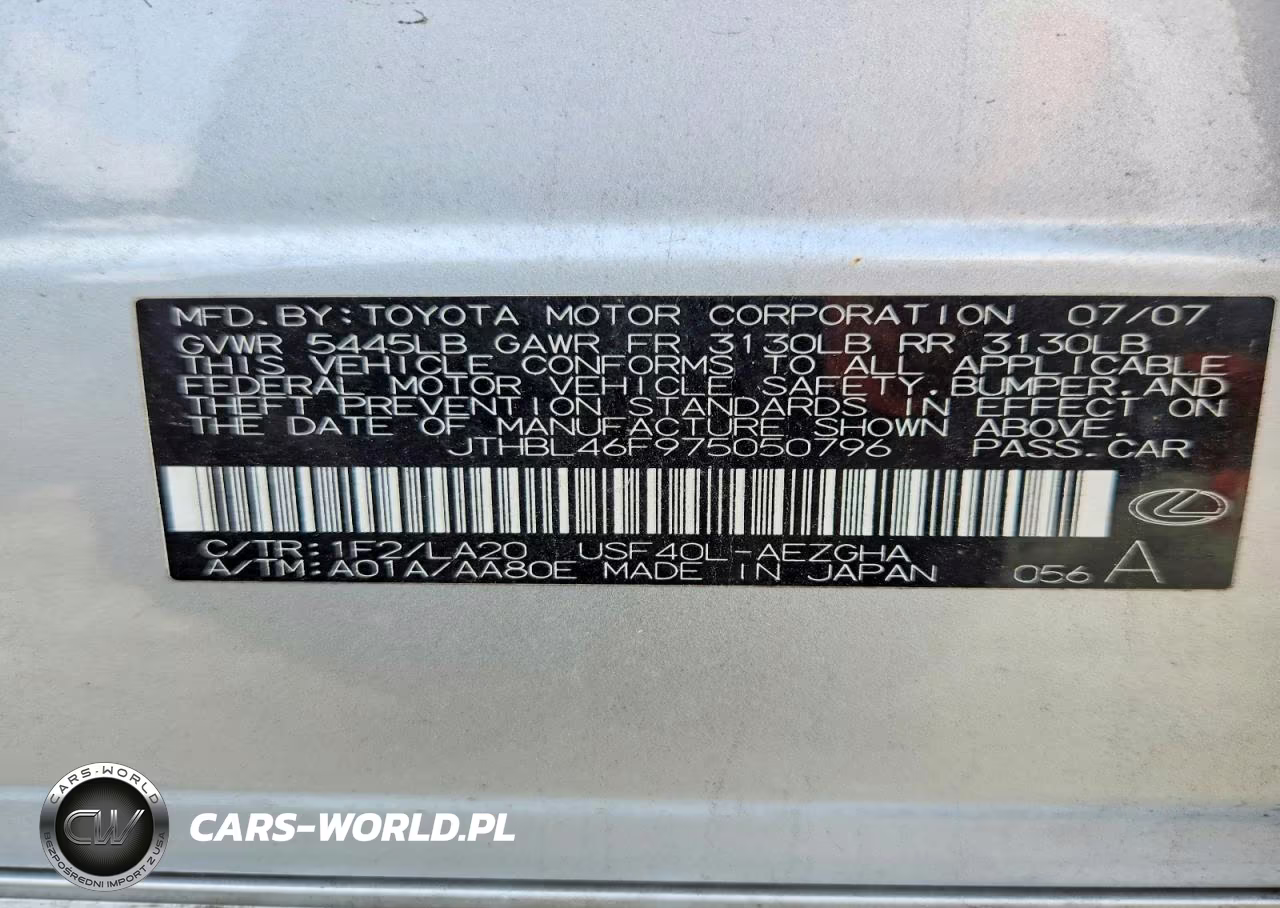 2007 Lexus Ls 460 VIN:JTHBL46F975050796 - 12