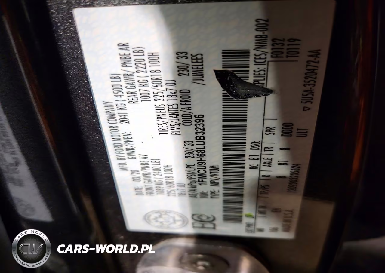 2020 Ford Escape Sel VIN:1FMCU9H68LUB32396 - 13