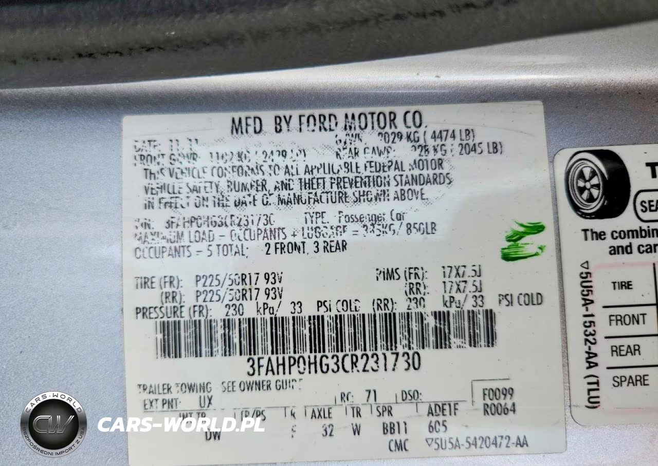 2012 Ford Fusion Se VIN:3FAHP0HG3CR231730 - 13