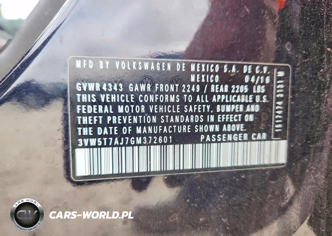 2016 Volkswagen Jetta Gli VIN:3VW5T7AJ7GM372601 - 12