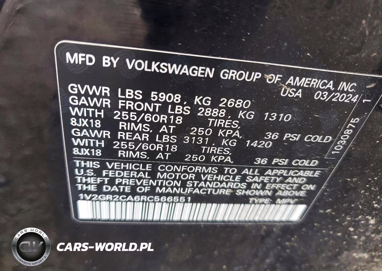 2024 Volkswagen Atlas Peak Edition Sel VIN:1V2GR2CA6RC566551 - 13