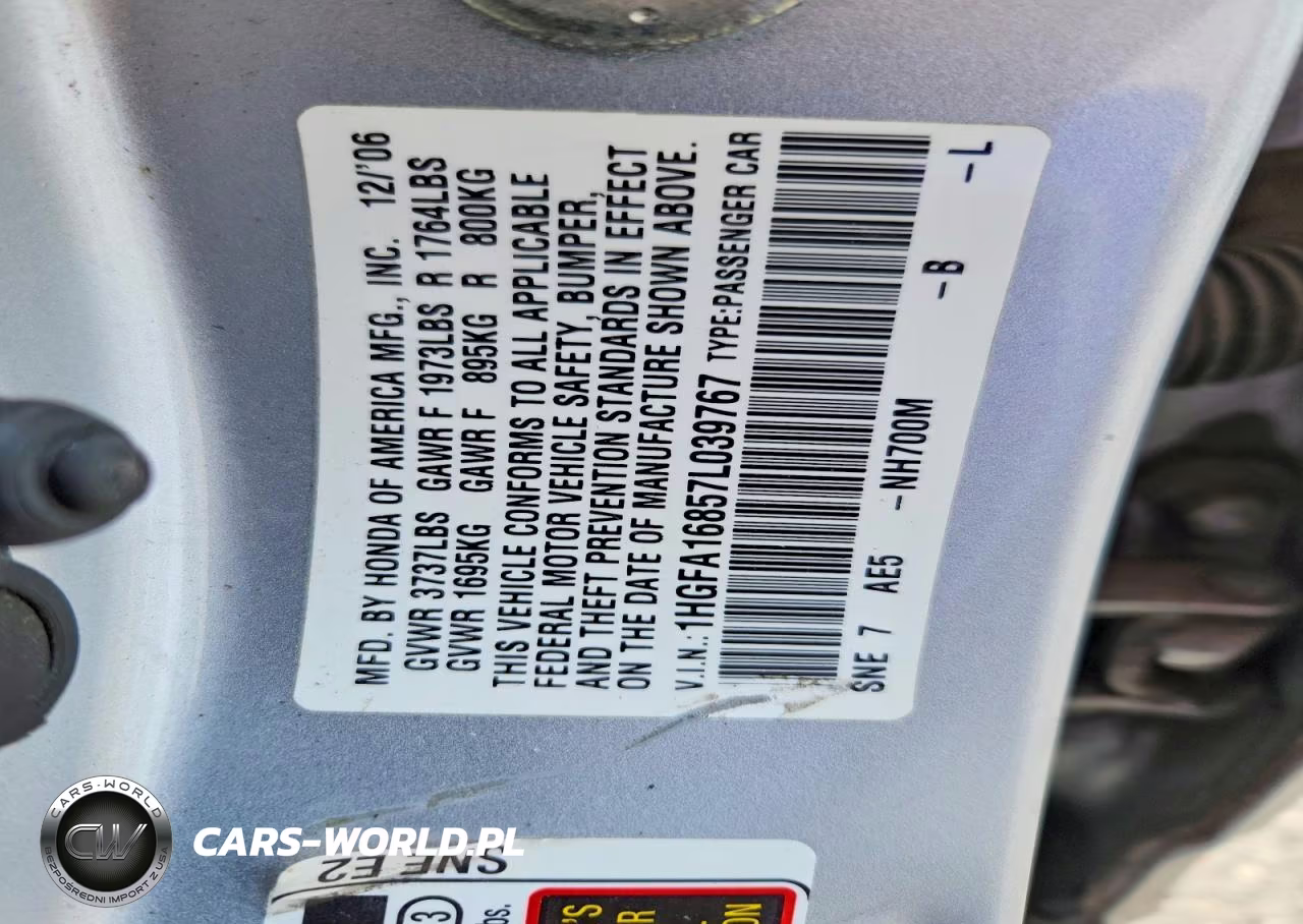 2007 Honda Civic Ex VIN:1HGFA16857L039767 - 12