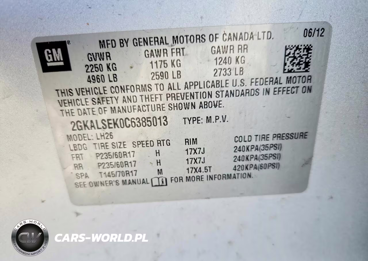 2012 GMC Terrain Sle VIN:2GKALSEK0C6385013 - 14