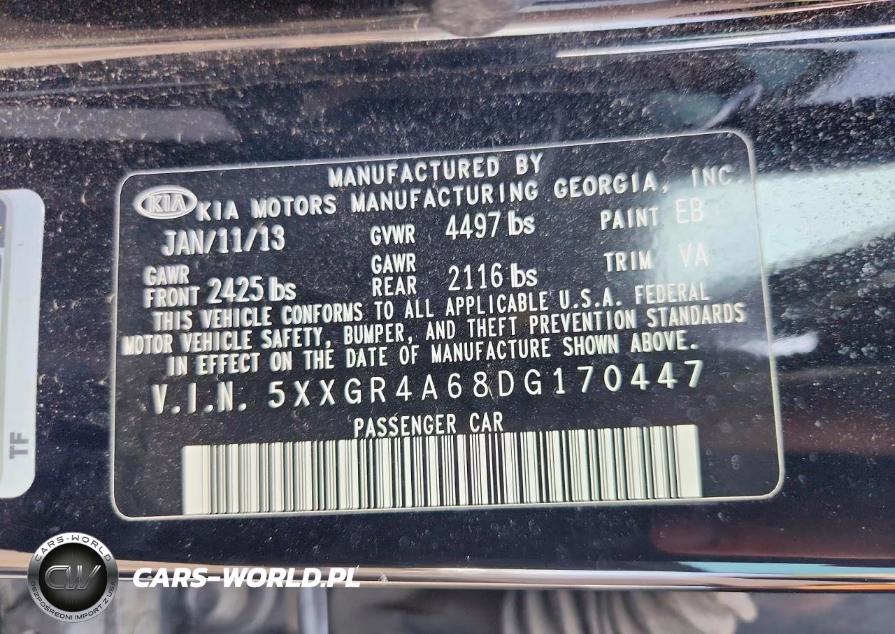 2013 Kia Optima Sx VIN:5XXGR4A68DG170447 - 12