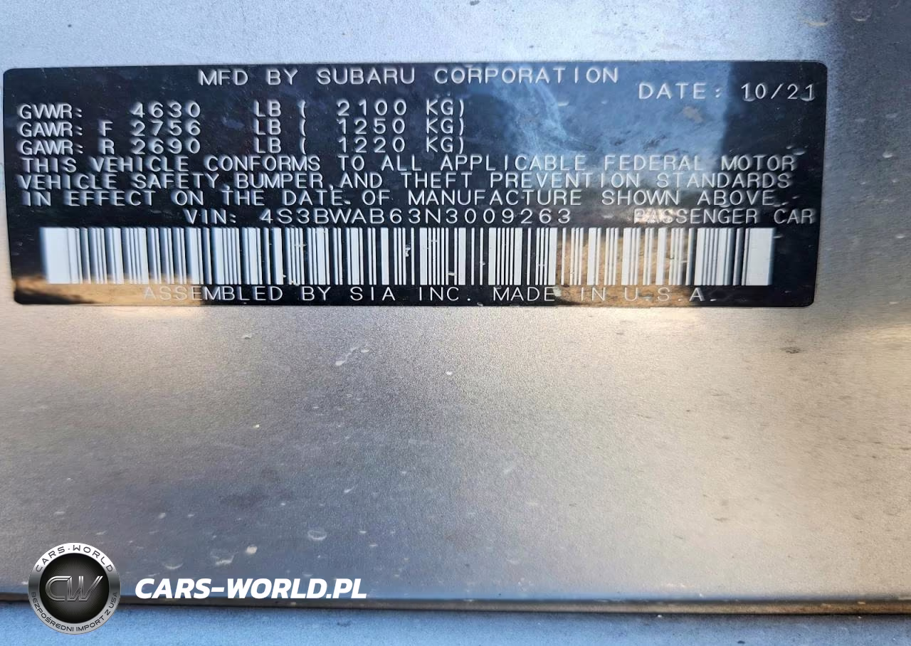 2022 Subaru Legacy VIN:4S3BWAB63N3009263 - 12