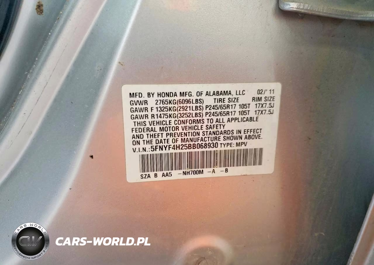 2011 Honda Pilot Lx VIN:5FNYF4H25BB068930 - 13