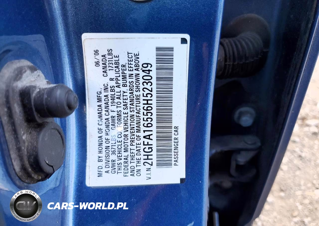 2006 Honda Civic Lx VIN:2HGFA16556H523049 - 12