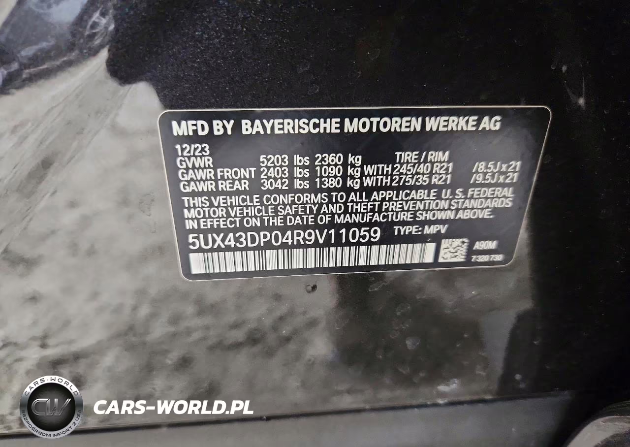2024 BMW X3 Sdrive30I VIN:5UX43DP04R9V11059 - 12