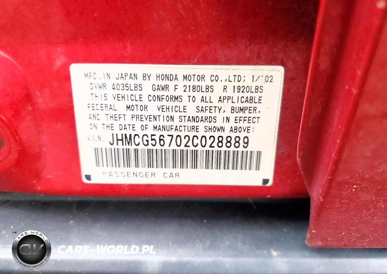 2002 Hond Accord VIN:JHMCG56702C028889 - 12