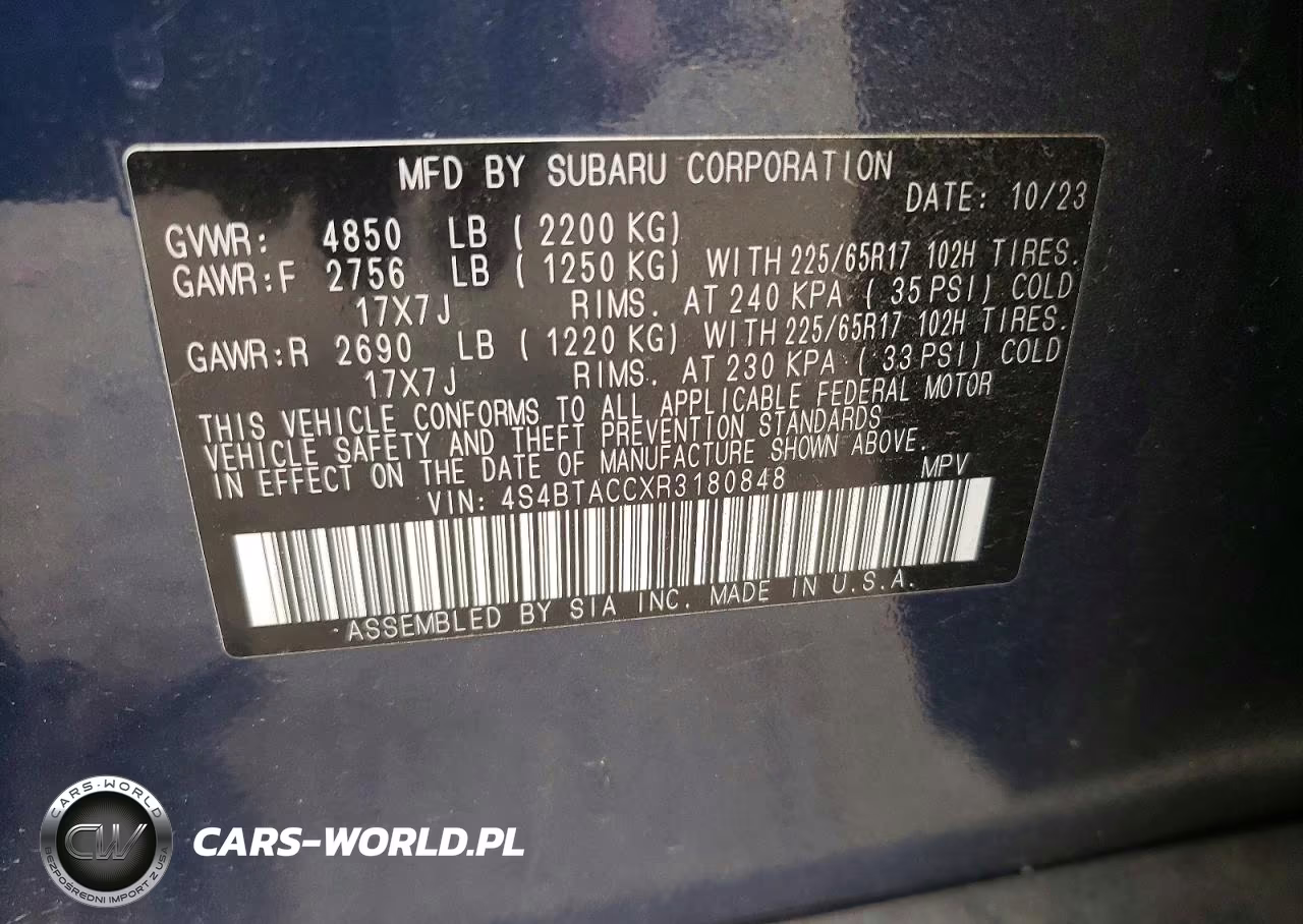 2024 Subaru Outback Premium VIN:4S4BTACCXR3180848 - 12
