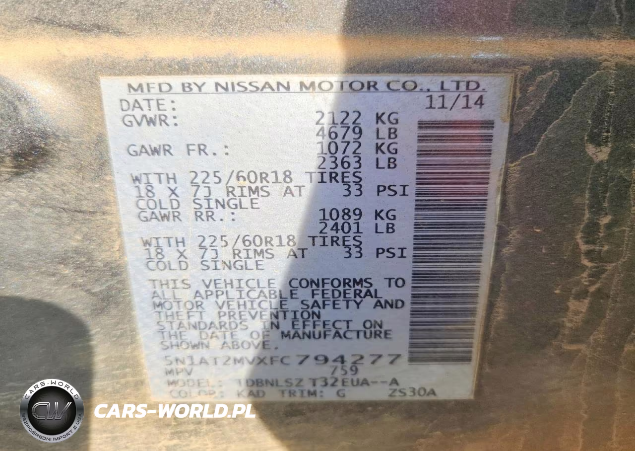 2015 Nissan Rogue Sl VIN:5N1AT2MVXFC794277 - 13