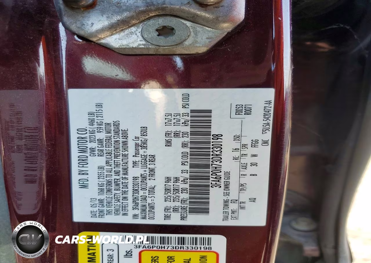 2013 Ford Fusion Se VIN:3FA6P0H73DR330198 - 12