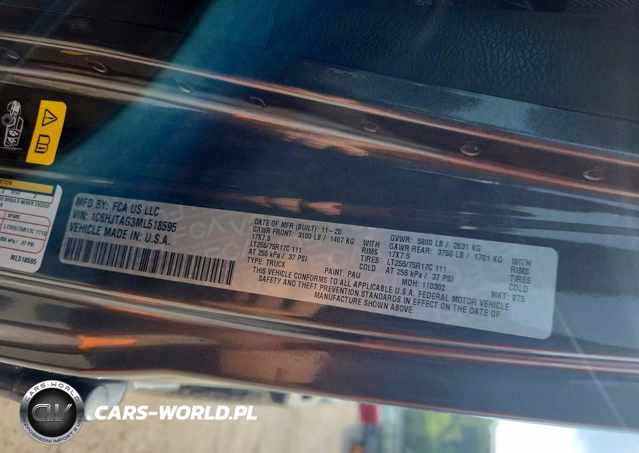 2021 Jeep Gladiator Sport VIN:1C6HJTAG3ML518595 - 12