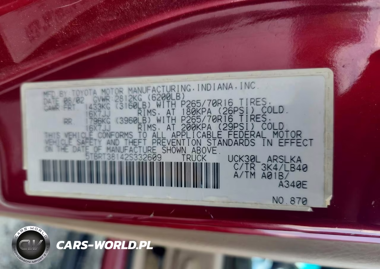 2002 Toyota Tundra Access Cab Limited VIN:5TBRT38142S332609 - 12