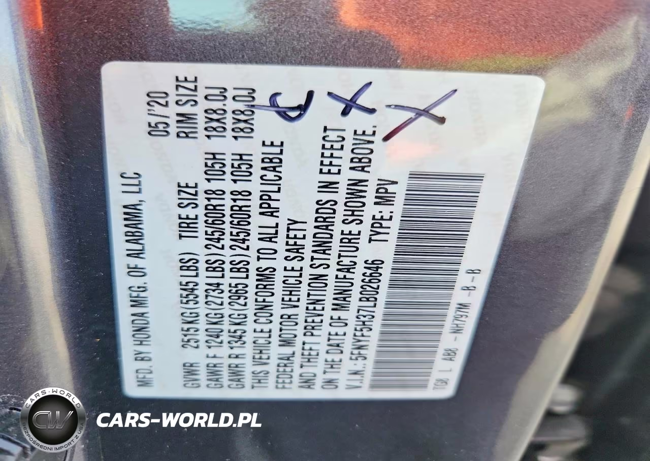 2020 Honda Pilot Ex VIN:5FNYF5H37LB026646 - 13