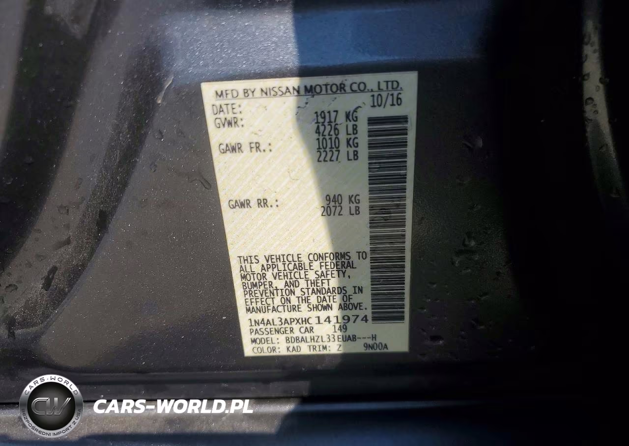 2017 Nissan Altima 2.5 Sr VIN:1N4AL3APXHC141974 - 13