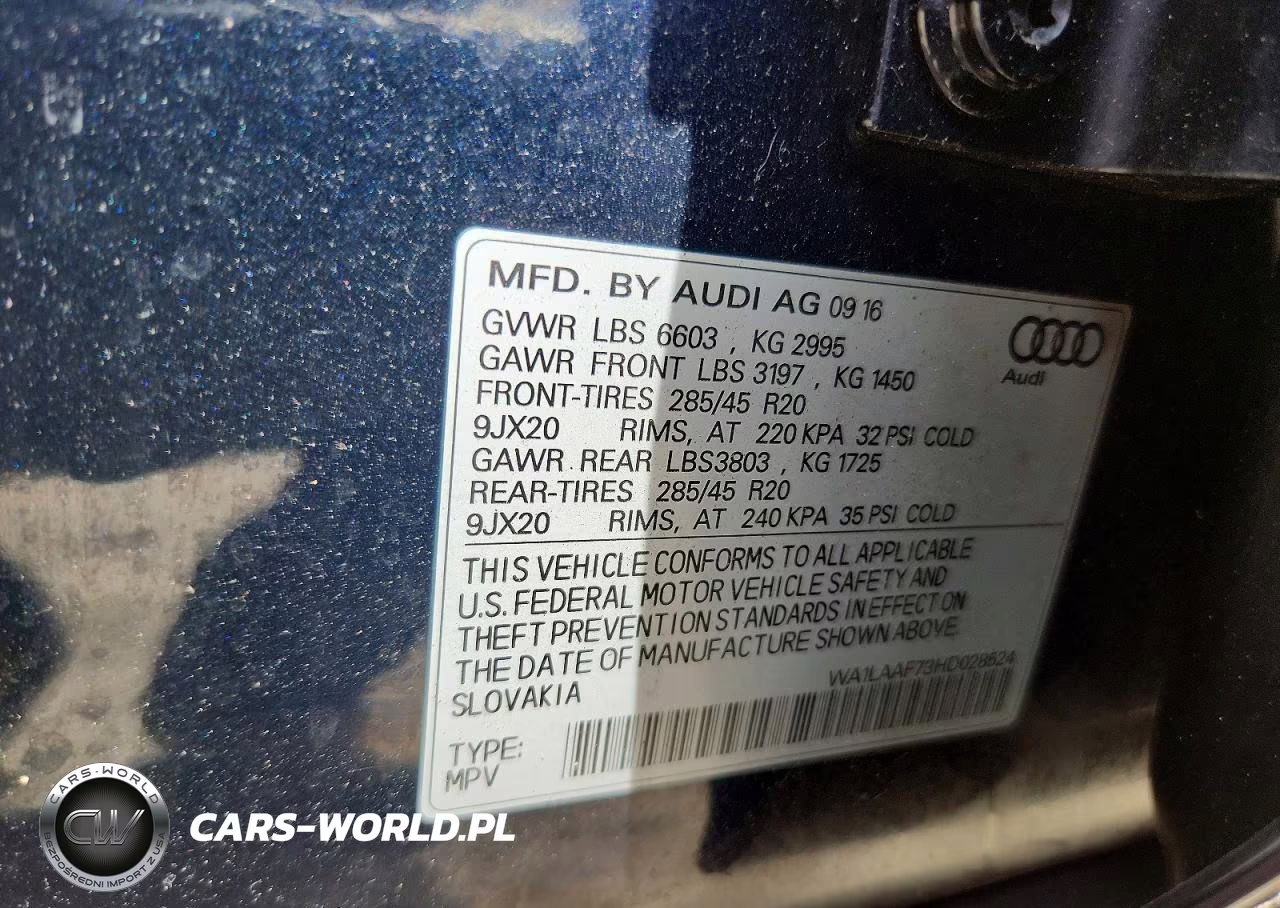 2017 Audi Q7 Premium Plus VIN:WA1LAAF73HD028524 - 13