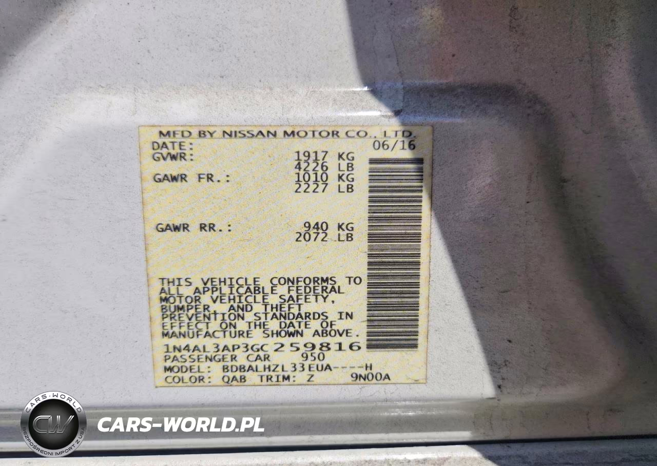 2016 Nissan Altima 2.5 Sr VIN:1N4AL3AP3GC259816 - 12