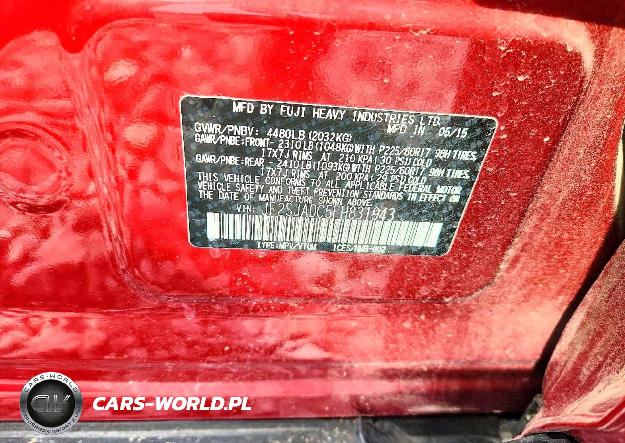 2015 Subaru Forester 2.5I Premium VIN:JF2SJADC5FH831943 - 13