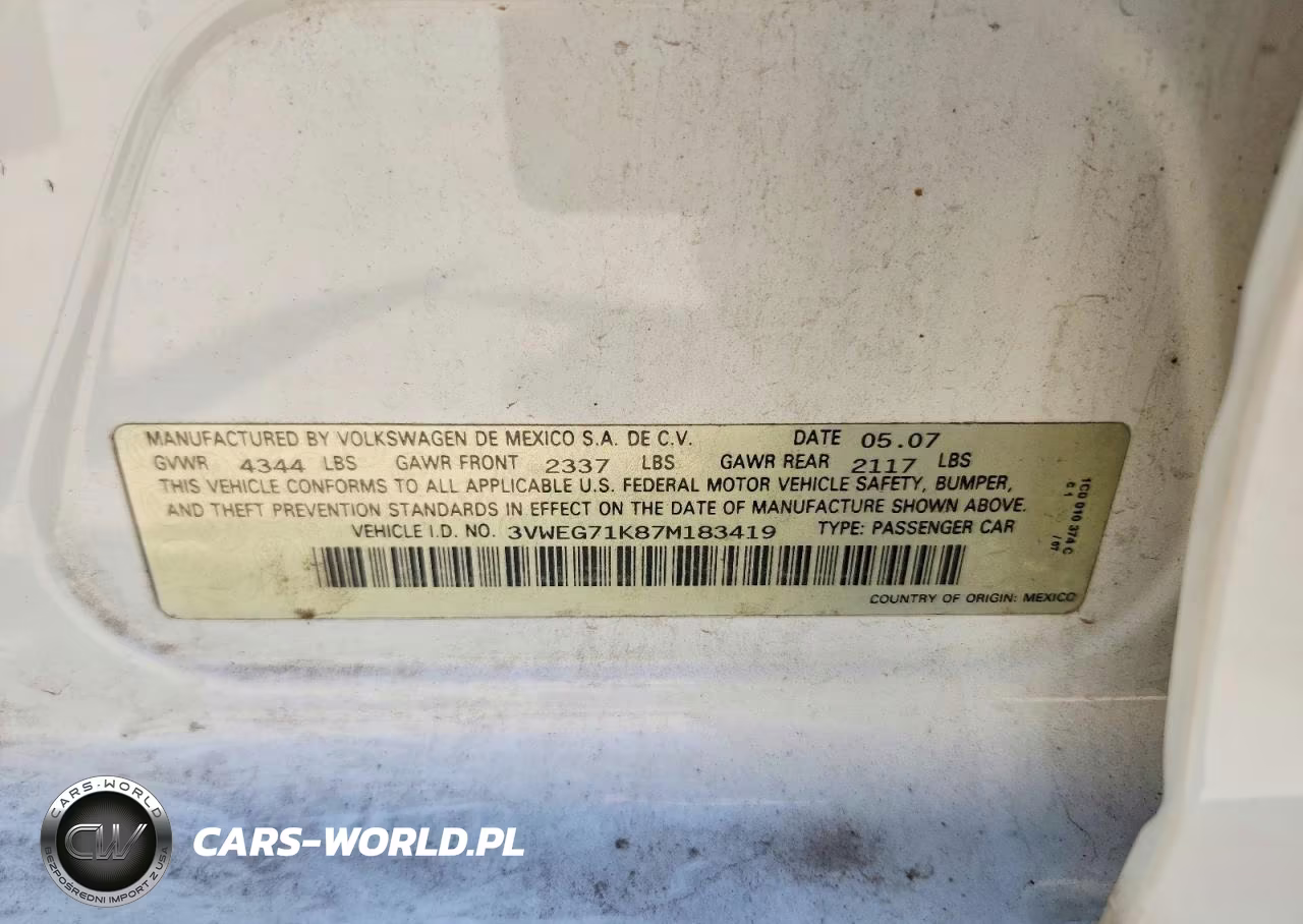 2007 Volkswagen Jetta Wolfsburg VIN:3VWEG71K87M183419 - 12