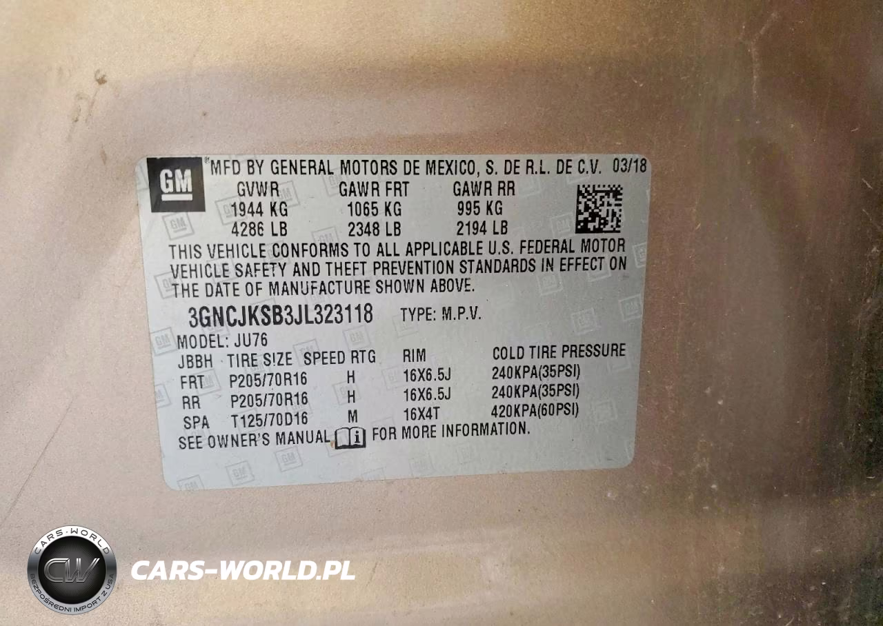 2018 Chevrolet Trax Ls VIN:3GNCJKSB3JL323118 - 13
