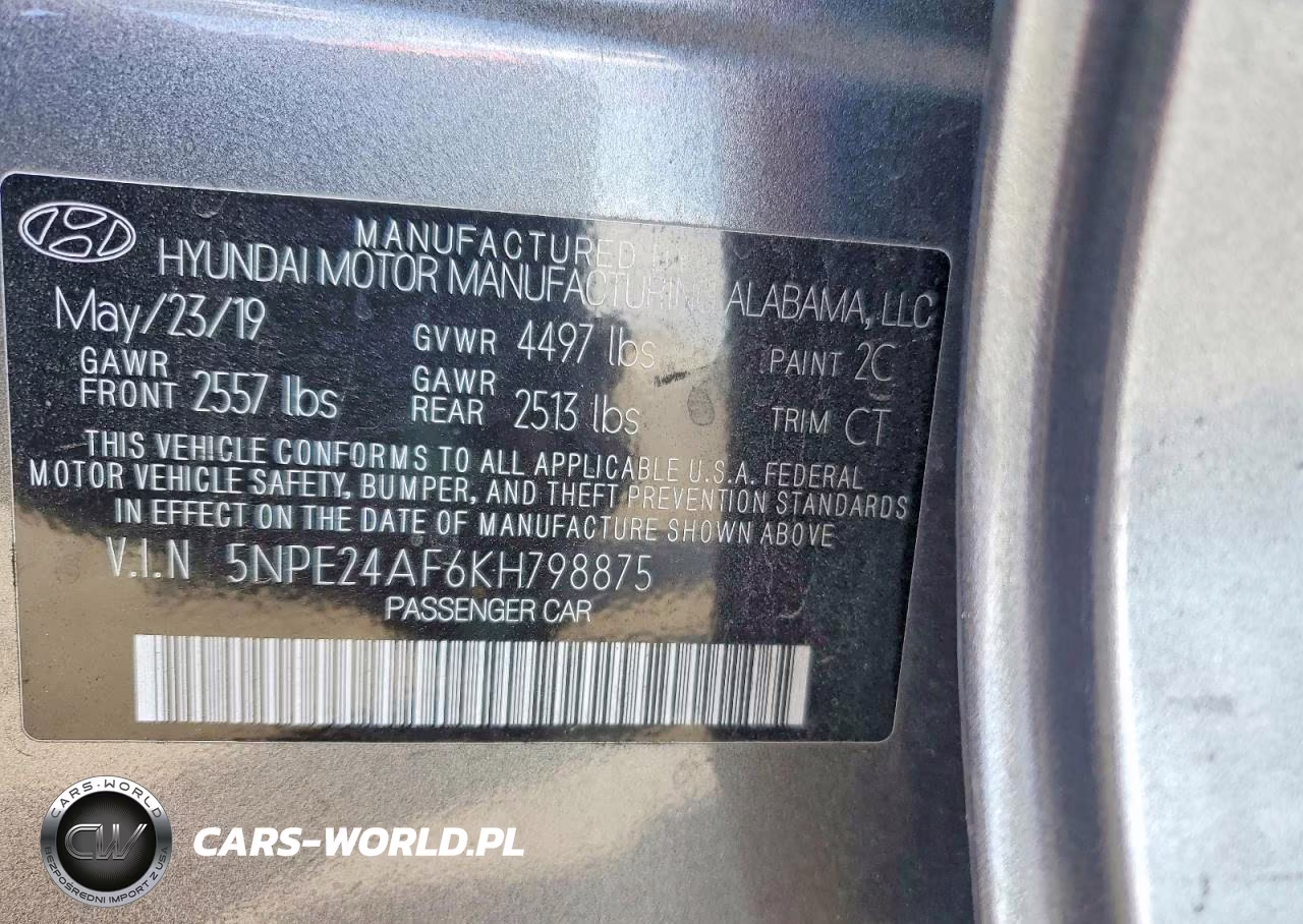 2019 Hyundai Sonata Se VIN:5NPE24AF6KH798875 - 12