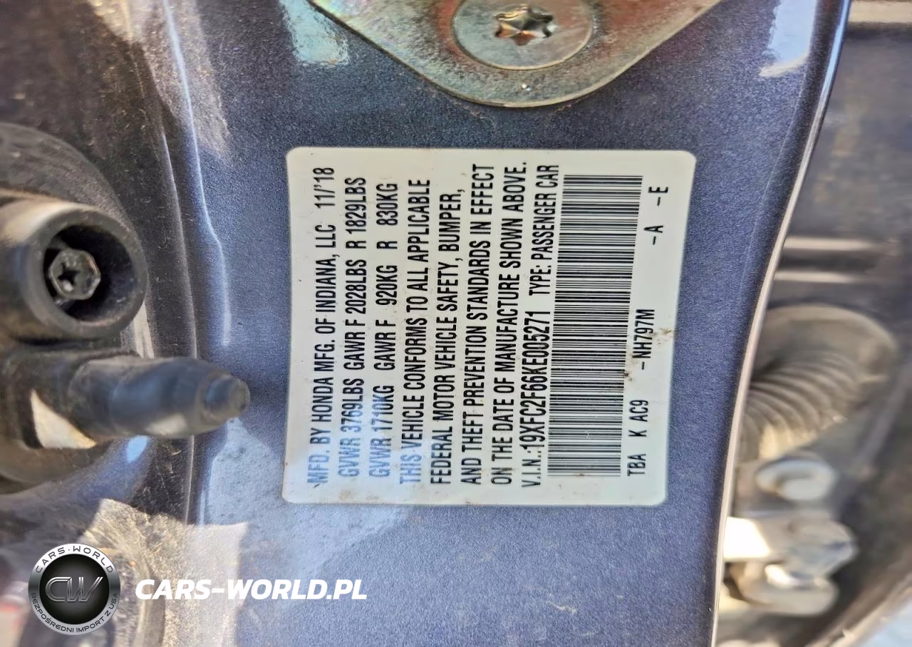 2019 Honda Civic Lx VIN:19XFC2F66KE005271 - 12