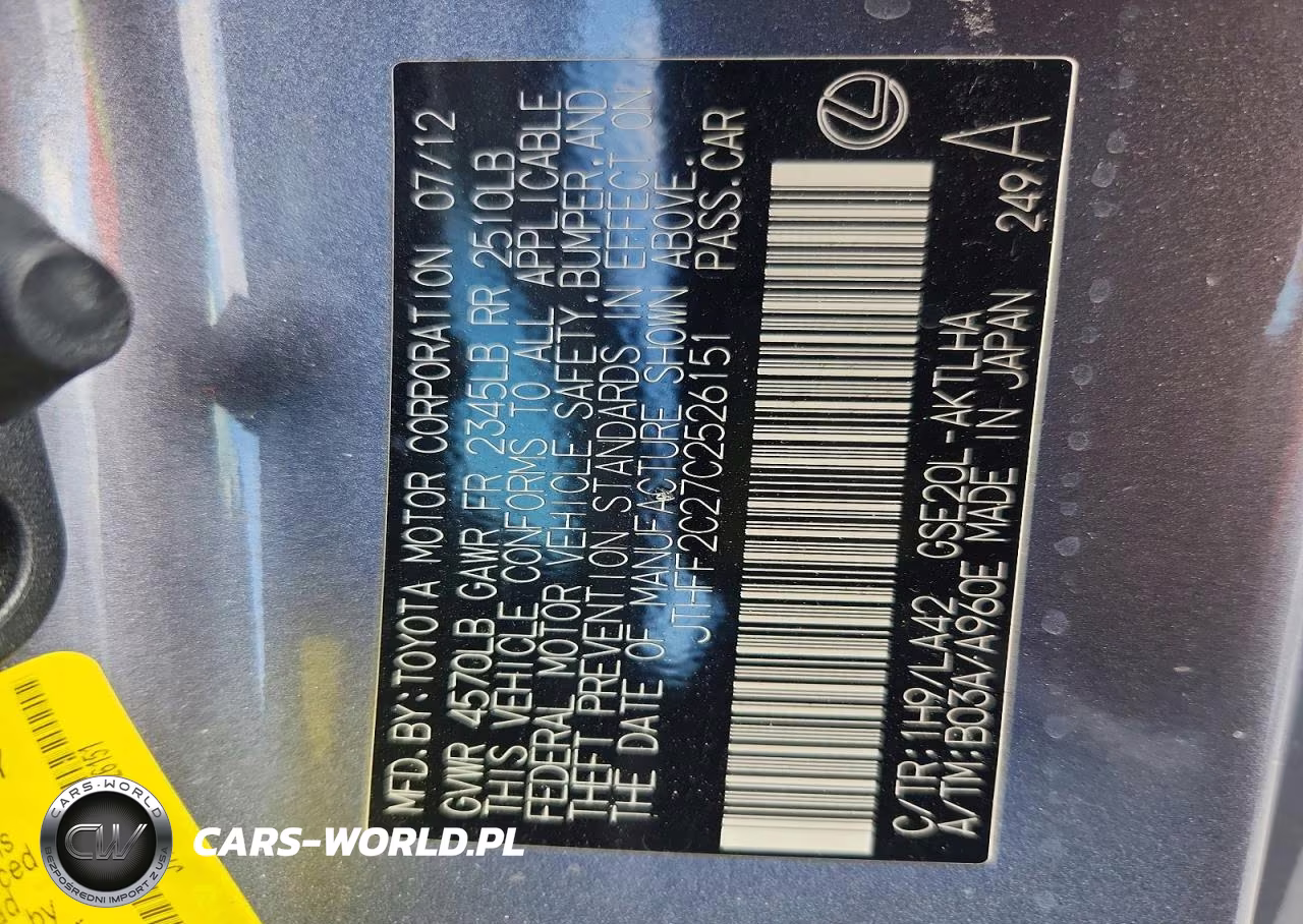 2012 Lexus Is 250C Base VIN:JTHFF2C27C2526151 - 13