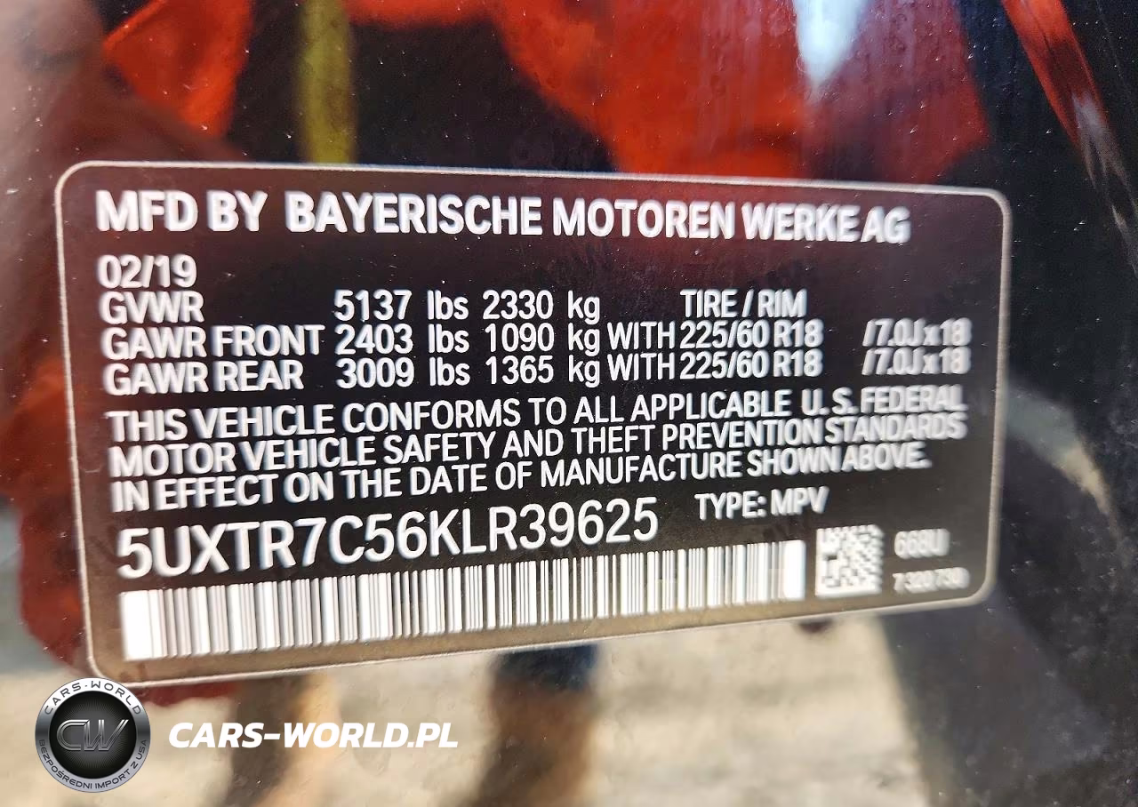 2019 BMW X3 Sdrive30I VIN:5UXTR7C56KLR39625 - 13
