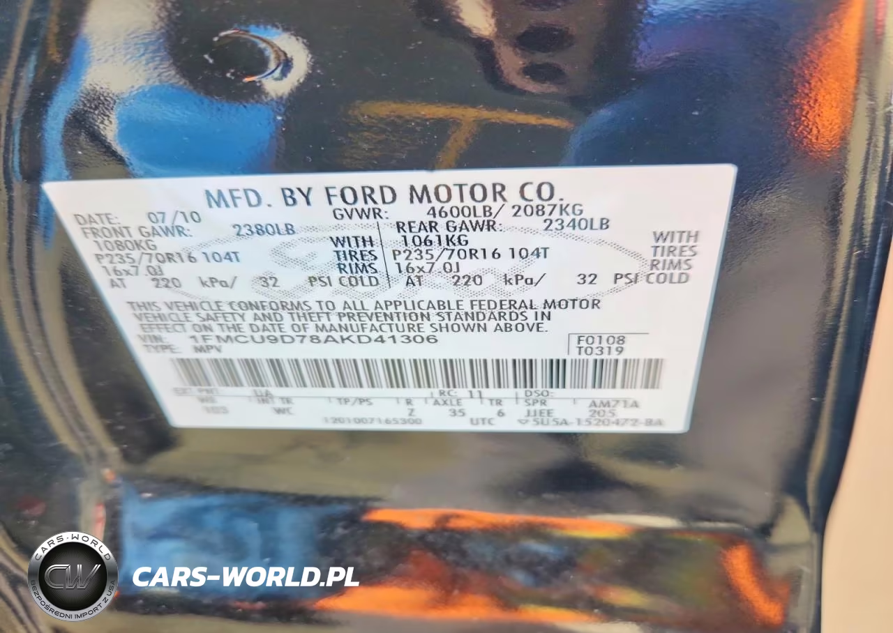 2010 Ford Escape Xlt VIN:1FMCU9D78AKD41306 - 13