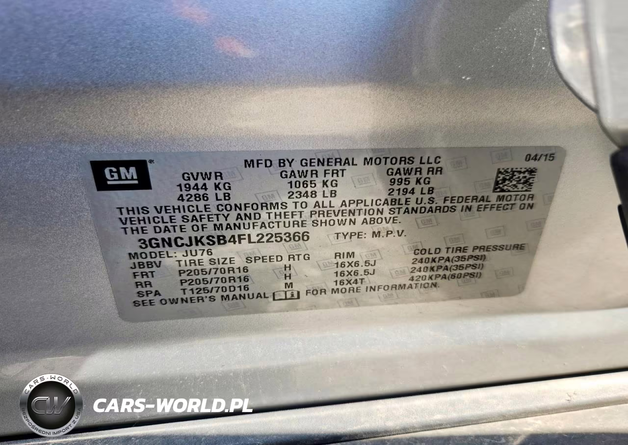 2015 Chevrolet Trax Ls VIN:3GNCJKSB4FL225366 - 13